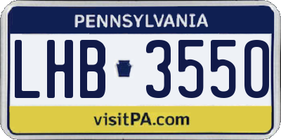 PA license plate LHB3550
