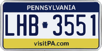 PA license plate LHB3551