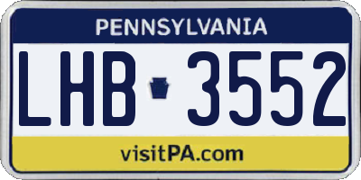 PA license plate LHB3552