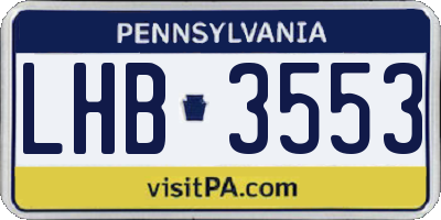 PA license plate LHB3553