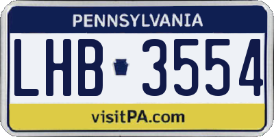 PA license plate LHB3554