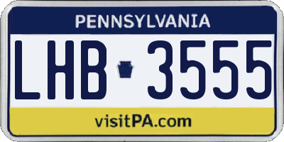 PA license plate LHB3555