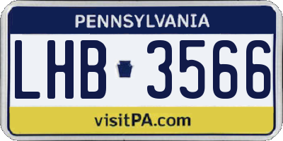 PA license plate LHB3566