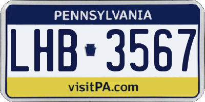 PA license plate LHB3567