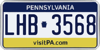 PA license plate LHB3568