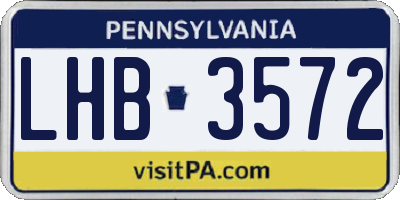 PA license plate LHB3572