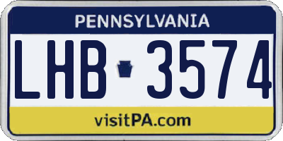 PA license plate LHB3574