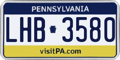 PA license plate LHB3580