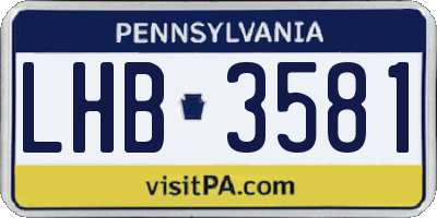 PA license plate LHB3581