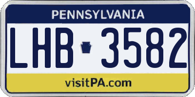 PA license plate LHB3582