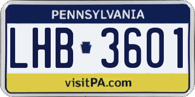PA license plate LHB3601