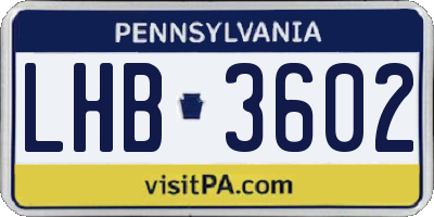 PA license plate LHB3602