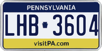 PA license plate LHB3604