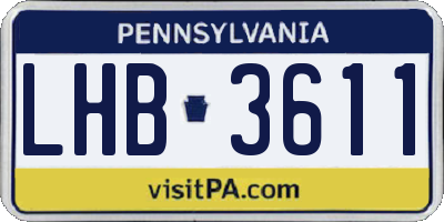 PA license plate LHB3611