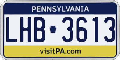 PA license plate LHB3613
