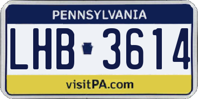 PA license plate LHB3614