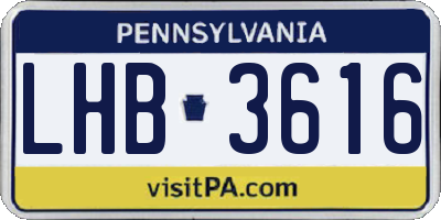 PA license plate LHB3616