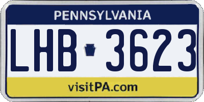 PA license plate LHB3623