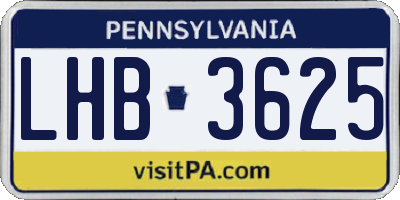 PA license plate LHB3625