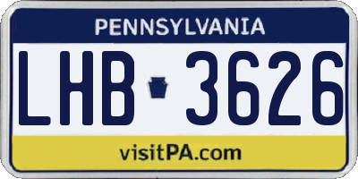 PA license plate LHB3626