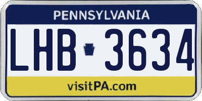 PA license plate LHB3634