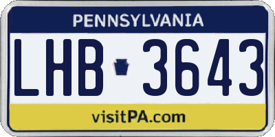 PA license plate LHB3643