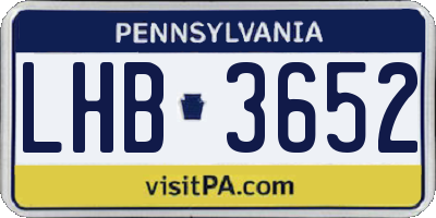 PA license plate LHB3652