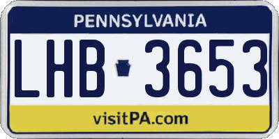 PA license plate LHB3653