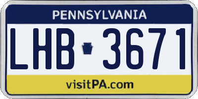 PA license plate LHB3671