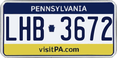 PA license plate LHB3672