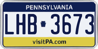 PA license plate LHB3673