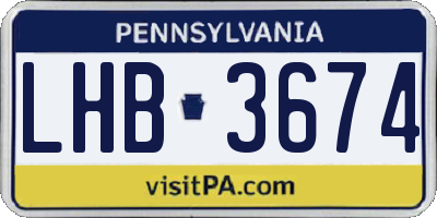 PA license plate LHB3674
