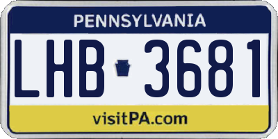 PA license plate LHB3681