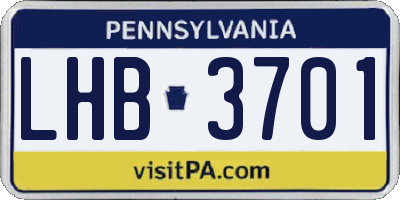 PA license plate LHB3701