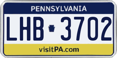 PA license plate LHB3702