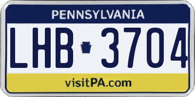 PA license plate LHB3704
