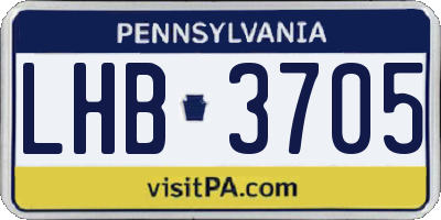PA license plate LHB3705