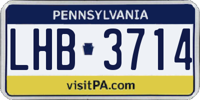 PA license plate LHB3714