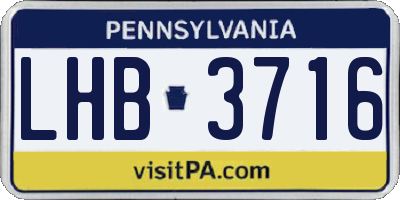 PA license plate LHB3716