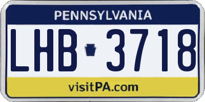 PA license plate LHB3718