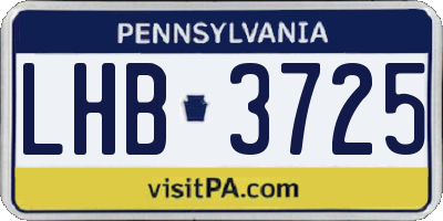 PA license plate LHB3725