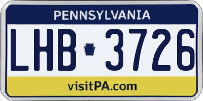 PA license plate LHB3726