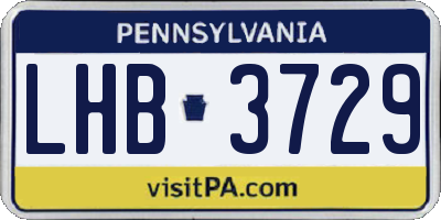 PA license plate LHB3729