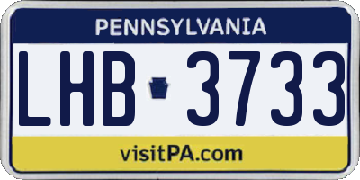 PA license plate LHB3733