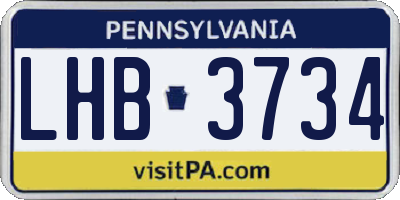 PA license plate LHB3734