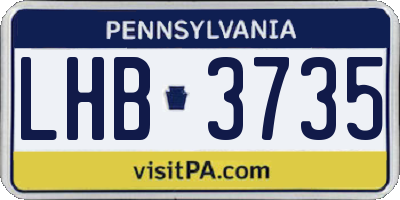 PA license plate LHB3735