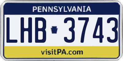 PA license plate LHB3743