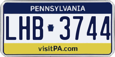 PA license plate LHB3744