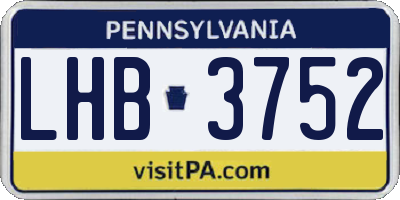 PA license plate LHB3752