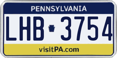 PA license plate LHB3754
